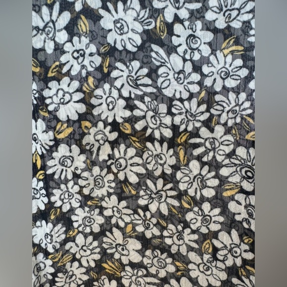 ZARA Basic Black Floral Lace-Up Sheer Blouse Size M - Picture 6 of 9